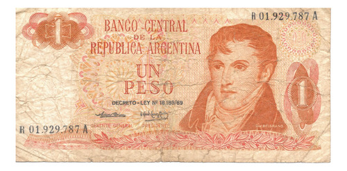 Bottero 2320 Billete De Reposición 1 Peso Ley 18.188 (1974)