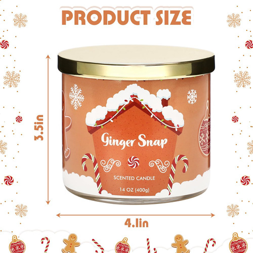 Vela De Navidad, Vela Perfumada Con Pan De Jengibre, Vela Pe