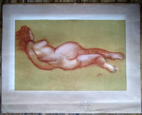 Litografia Sanguinea De Aristides Maillol Desnudo De Mujer.