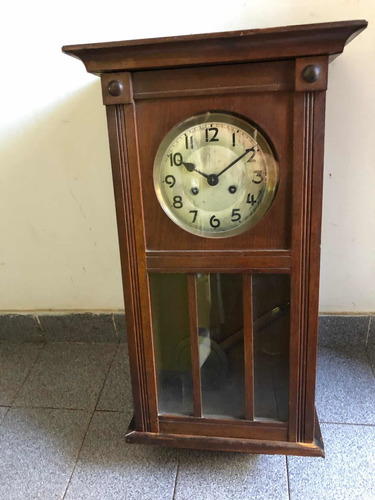 Antiguo Reloj A Péndulo Alemán Caja En Roble Eslavonia