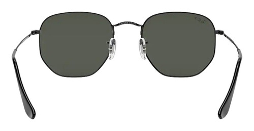 Anteojos de sol polarizados Ray-Ban Round Hexagonal Flat Lenses Mediano con marco de acero color polished black, lente green de cristal clásica, varilla polished black de acero - RB3548N