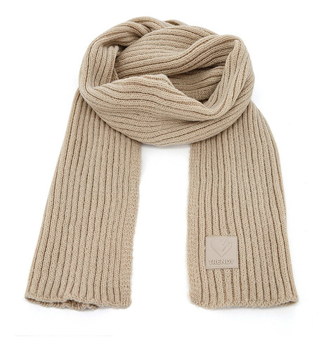 Bufanda Tejida Trendy Unisex Acrílico Suave Y Cálida Caqui Liso