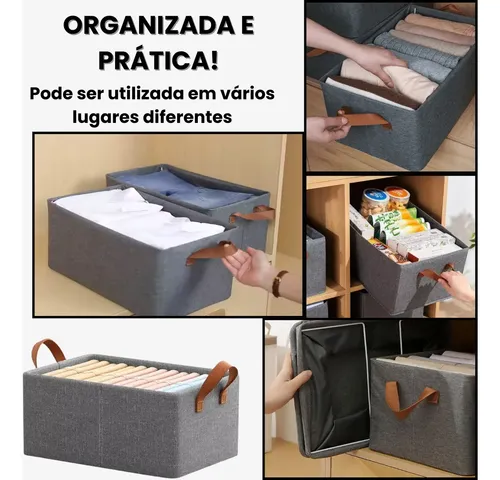 10 Caixas Organizadora De Guarda Roupa Cesto Gaveta Dobrável Cinza ...