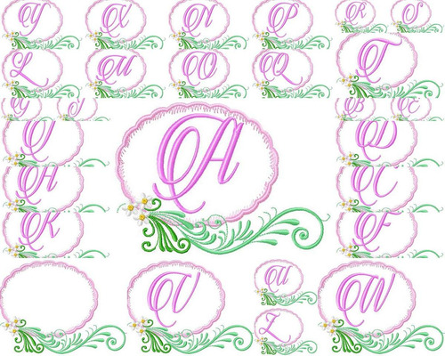Matriz De Bordado Bca4688 Monograma - Floral Moldura