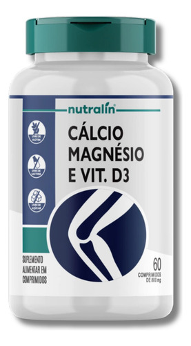 4x Cálcio Magnésio Vitamina D3 Nutralin 800mg 60 Comp