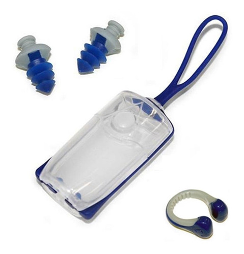 Kit Clips Protetores P/ Ouvido E Nariz Aqua Sphere Cor Azul/Cinza