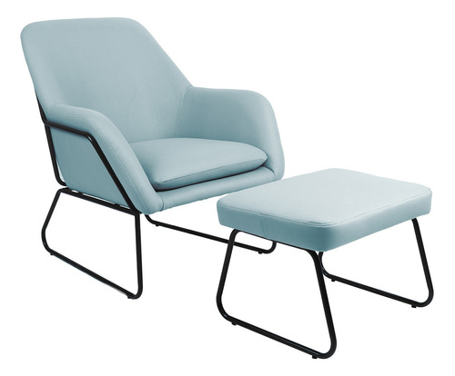 Sillón Individual Top Living Tapizado Con Reposapiés Azul Color Azul claro Diseño de la tela Liso