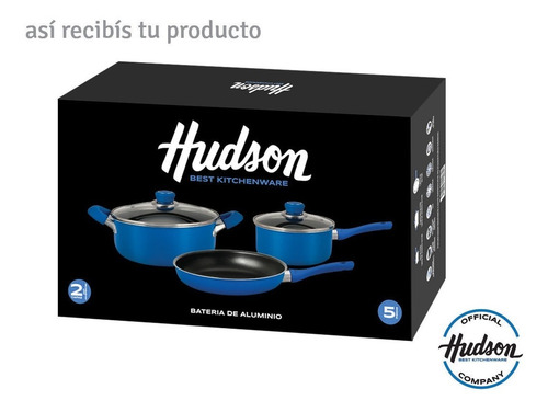 Imagen 8 de 9 de Batería De Cocina Hudson 5 Piezas Antiadherente Aluminio