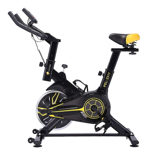 Bicicleta ergométrica Pelegrin PEL-2311 para spinning cor preto e amarelo