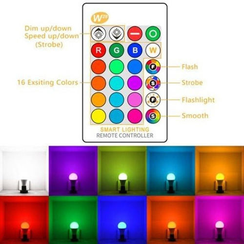 Imagem 5 de 5 de Lâmpada Led Muda De Cor Com Controle Remoto Rgb 5w Rixme