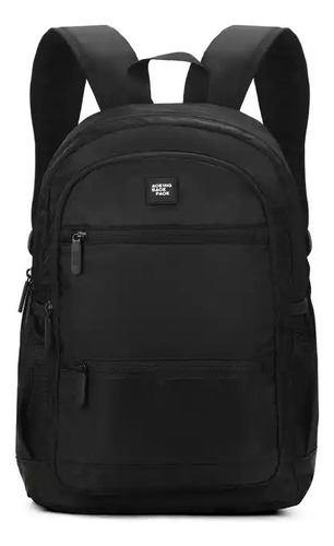 Mochila Liceal Estudiante Aoking Xn3306-5 Color Negro Diseño de la tela Liso