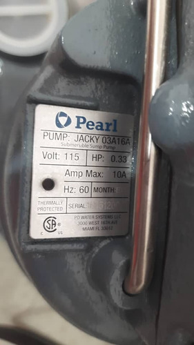 Bomba Sumergible Pearl Mod Jacky 03, 1/3 Hp, 110v 60 Hz