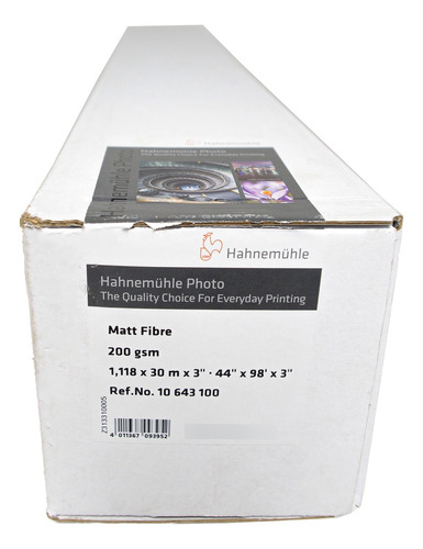 Hahnemüle Papel Fotografico Matt Fibre 200g 44  X 30 Mts