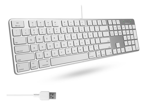 Macally Ultra-slim Usb Wired Keyboard Con Teclado Numérico A