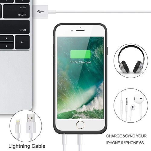 Imagen 2 de 4 de Power Case Funda Bateria @ iPhone 6, 7, 8, Se, 6s Battery