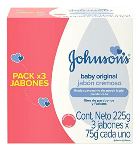 Jabón Cremoso Johnson's Original 3 Piezas De 75 G