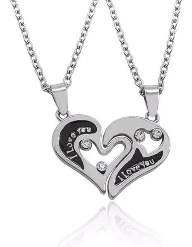 Set Collares Corazón Unión Pareja Novios Amistad Amor 