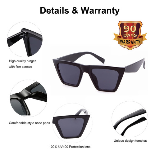 Gafas De Sol Pequeñas Retro Para Mujeres Hombres Color Negr