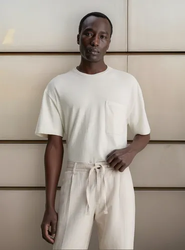Polera Pocket Linen Blend Blanco Calvin Klein