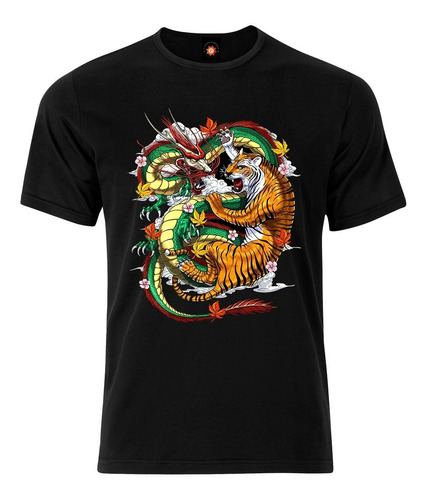 Remera Estampada Varios Diseños Mitologia Tigre Y Dragon