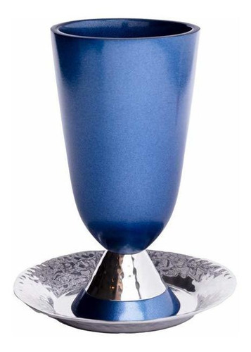 Yair Emanuel Kiddush Taza De Aluminio Anodizado Azul Con Aca