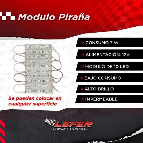 Imagen 2 de 10 de Kit X 10 Modulo 3 Led Piraña Blanco,rojo,amarillo,azul,verde
