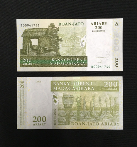 Imagen 2 de 3 de Madagascar 2004 (africa) - 200 Ariary- Unc - P# 87b