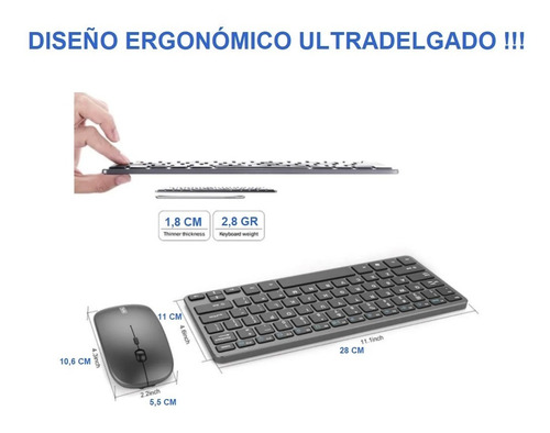 Imagen 5 de 5 de Teclado Mouse Dual Inalambrico Bluetooth Español Recargable