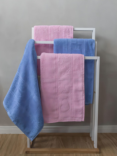 Toalha De Banho Infantil Happy Coração Rosa Camesa 70x130cm