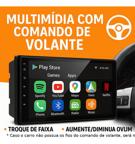 Central Palio Attractive Android Espelhamento Wi-fi 7 Pol