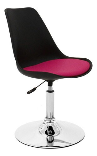 Silla Tulip Eames Negra Con Base Escritorio Color Fucsia Material Del Tapizado Cuero Sintético