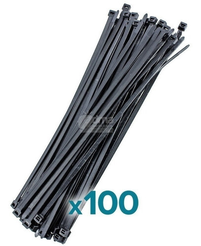 Precintos Bolsa X 100u 3,6 X 250mm Plasticos Negros Color Negro