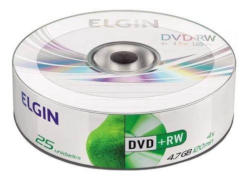 Disco virgem DVD+RW Elgin de 4x por 25 unidades