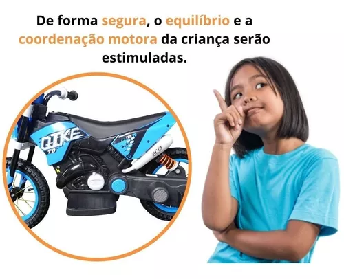 Mini Moto Cross Infantil Elétrica 6V Recarregável Triciclo Criança