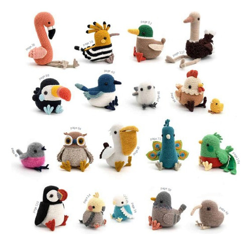 Amigurumi Set De Patrones De Animales Aves X 17 Ingles