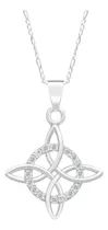 Comprar Joyaris Dije Collar Amuleto Nudo De Bruja Celta Con Zirconias Para Mujer Con Cadena Fígaro 3x1 Barbada Cubana 50 Cm Producto Elaborado Con Plata Sólida Ley 925