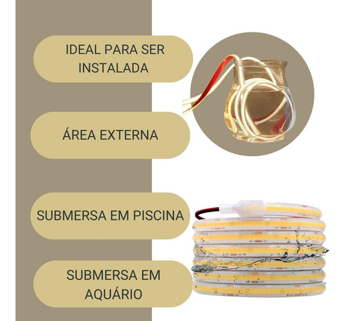Fita Led Cob P/ Piscina 24v Ip68 15m + 1 Fonte Blindada.