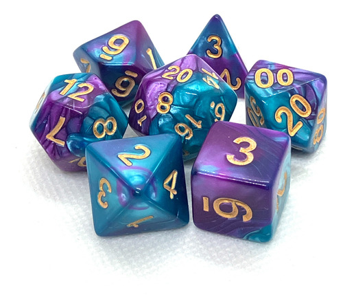 Set 7 Dados Rol - Mana Stone Violeta Azulado Muy Lejano