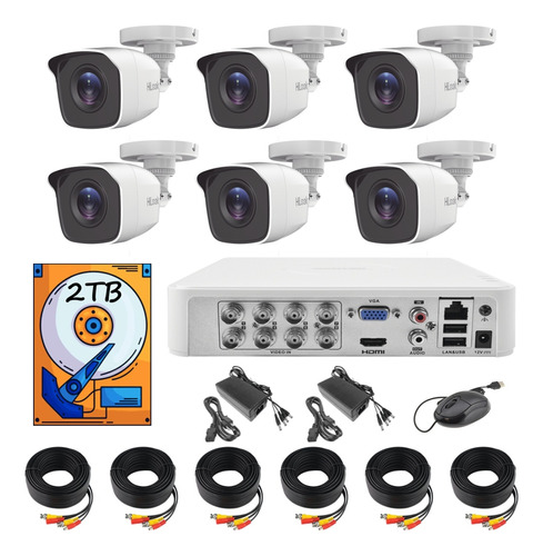 Kit Video Vigilancia 6 Cámaras Hd 720p Hilook 2 Tb