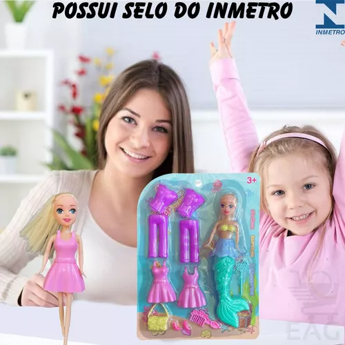 Boneca Troca de Roupa Sereia Brinquedo Educativo de Tecido - Cores Sortidas  Brinquedos Educativos Bambalalão Brinquedos Educativos