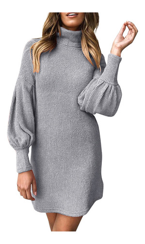 N Vestido Suéter De Cuello Alto Para Mujer, Manga Larga, Ju