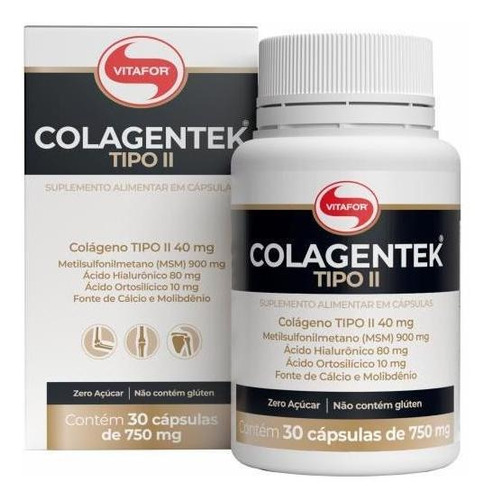 Kit 2 Colagentek Ii Colágeno Vitafor 30 Cápsulas