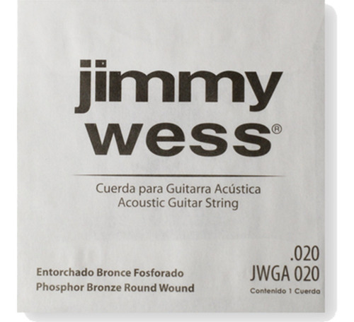 6 Cuerdas 3a Jimmy Wess Guitarra Acústica Bronce .020 Wb20