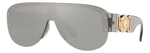 Lentes De Sol Versace Ve4391 3116g Gris Traslúcido Espejeado Lente Plateado Diseño Mirror