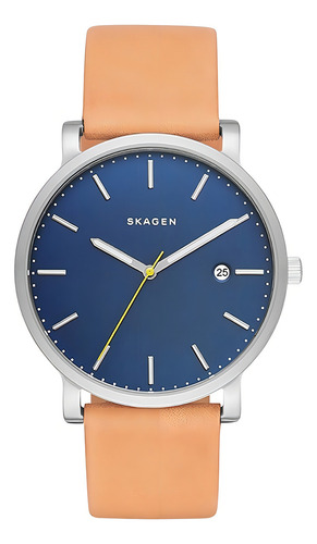 Relógio Skagen Masculino Minimalista Prata Analógico Skw6279 Cor do bisel Prateado Cor do fundo Azul-marinho