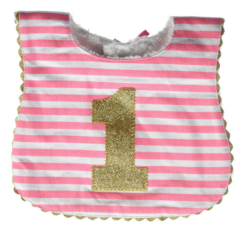 Mud Pie Baby Girl Birthday Bib, Stripe, One Size