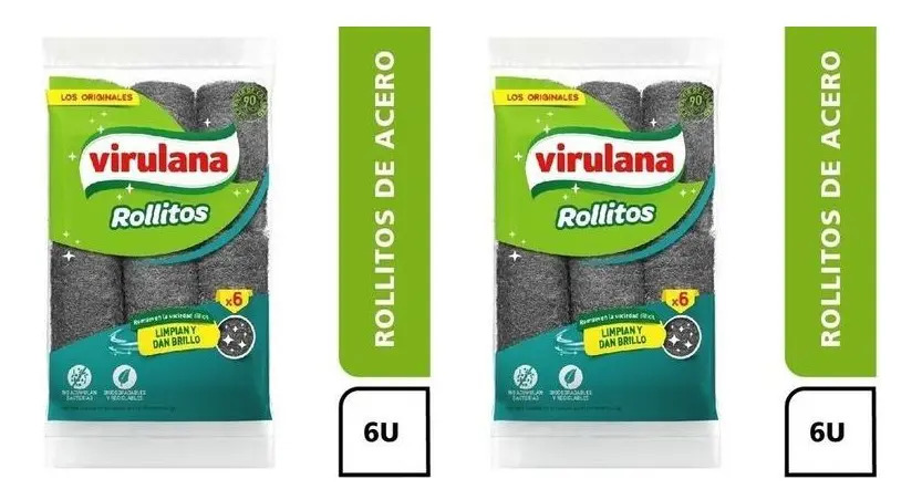 Pack X2u Rollitos Brillo & Limpieza Virulana X6 Unidades