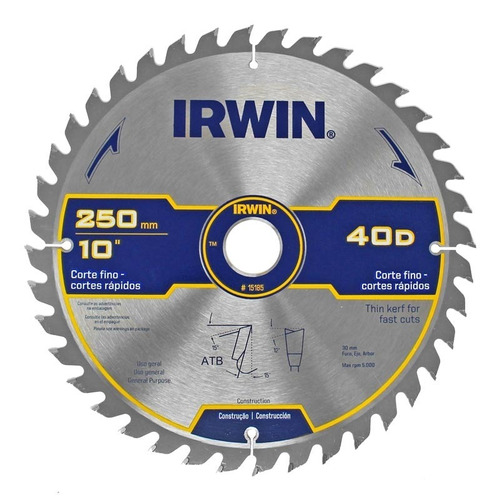 Disco Sierra De Corte Fino 10 X 40d 250mm 15185 Irwin