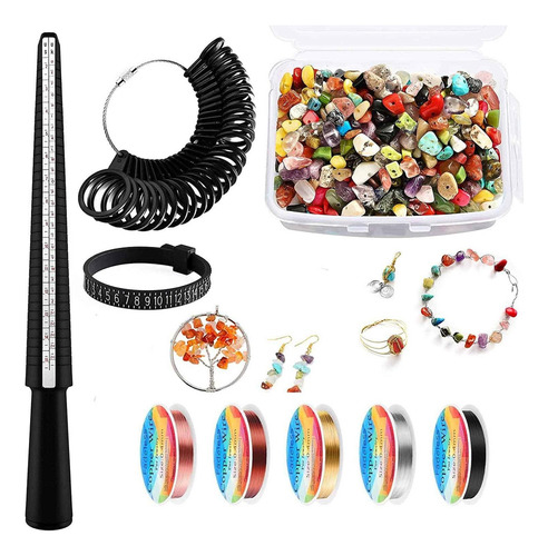 Kit Para Hacer Anillos 400 Cuentas De Piedra Para Joyería.