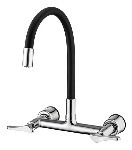 Torneira de cozinha duplo comando Lorenzetti Loren Flex 1258 preto e cromo